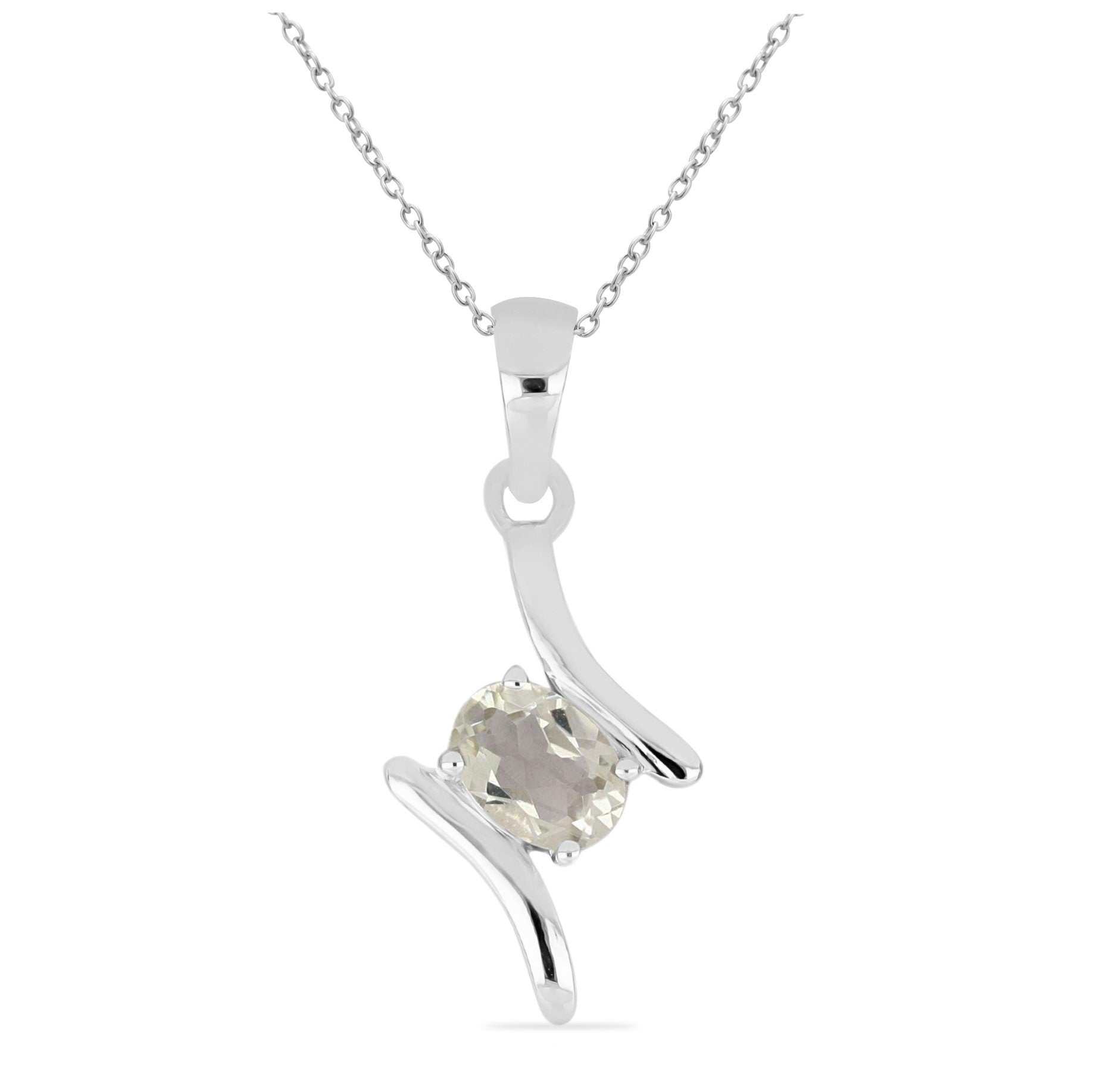 0,72 Carat Prasiolith Anhänger 925 Silber Collier Kette grüner Amethyst Anhänger