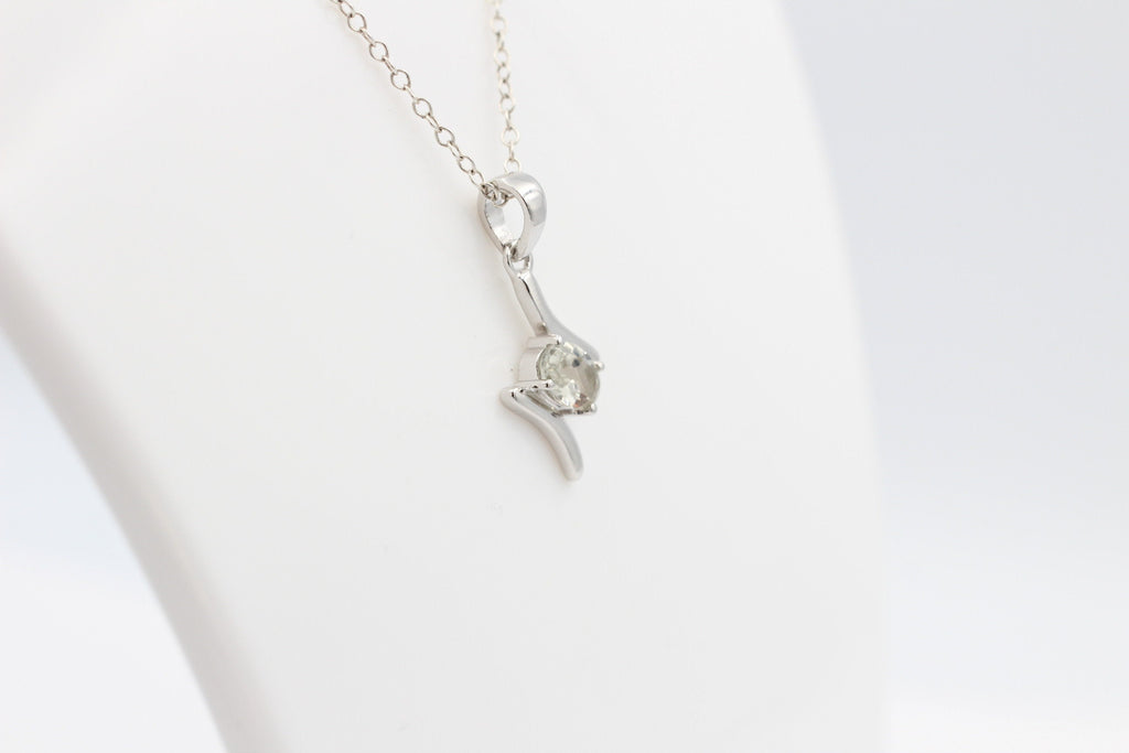 0,72 Carat Prasiolith Anhänger 925 Silber Collier Kette grüner Amethyst Anhänger