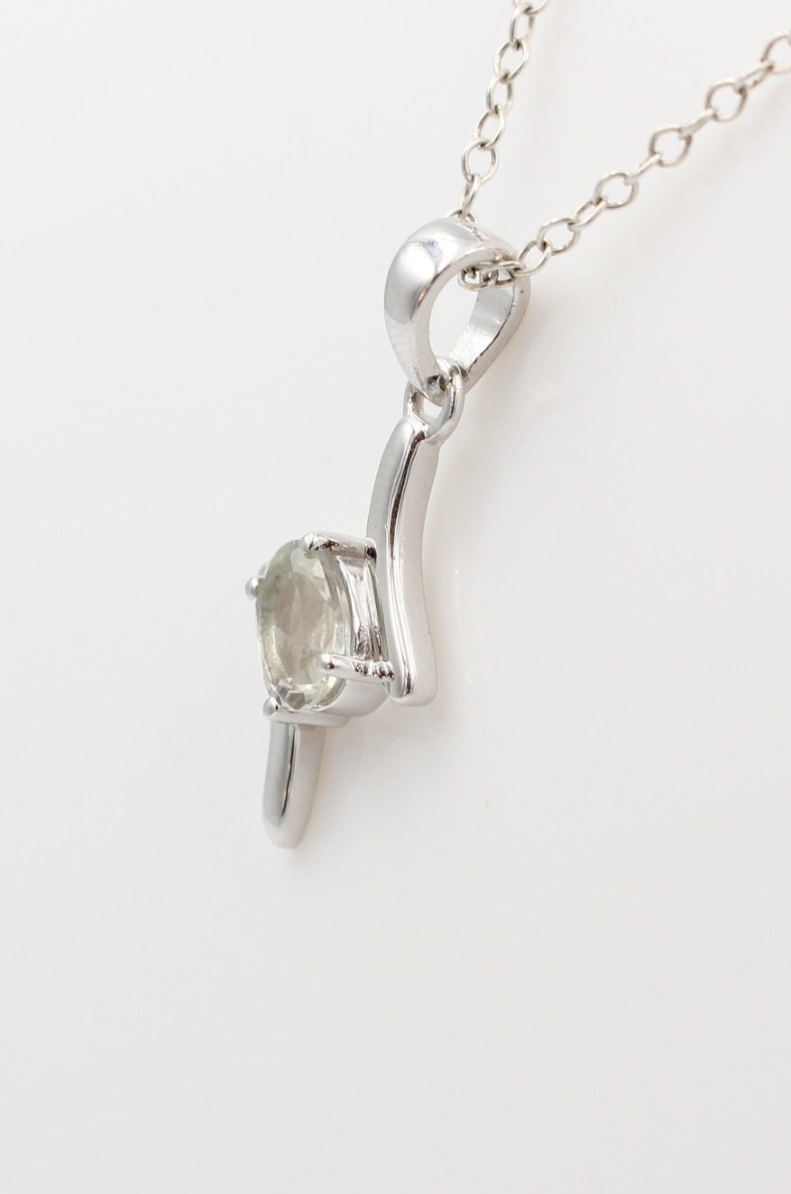 0,72 Carat Prasiolith Anhänger 925 Silber Collier Kette grüner Amethyst Anhänger