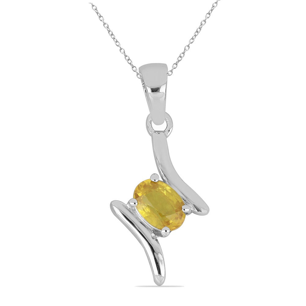 0,72 Carat gelber Saphir Anhänger 925 Silber Collier Kette  Saphiranhänger Top