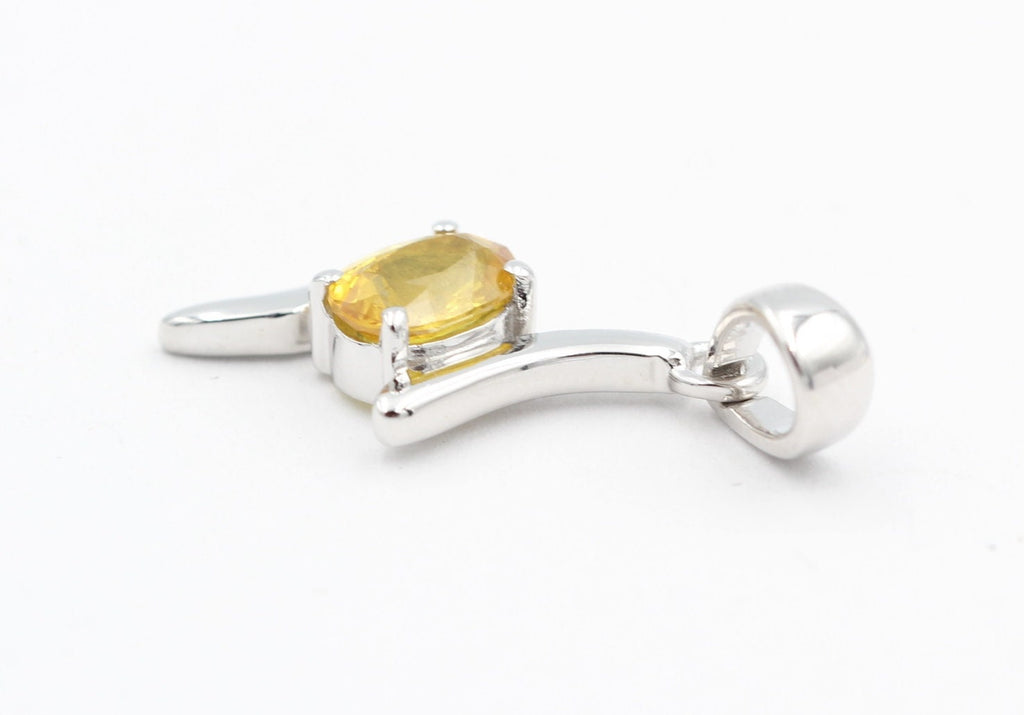 0,72 Carat gelber Saphir Anhänger 925 Silber Collier Kette  Saphiranhänger Top