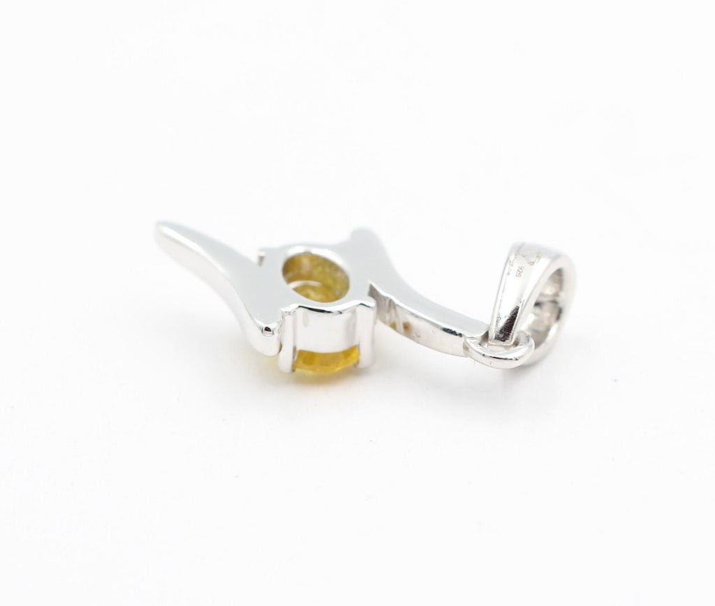 0,72 Carat gelber Saphir Anhänger 925 Silber Collier Kette  Saphiranhänger Top