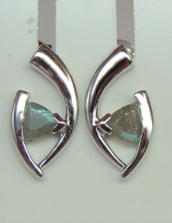 Edler 1,03 Carat Labradorit Ohrstecker 925 silber irrisierend Ohrring Ohrschmuck