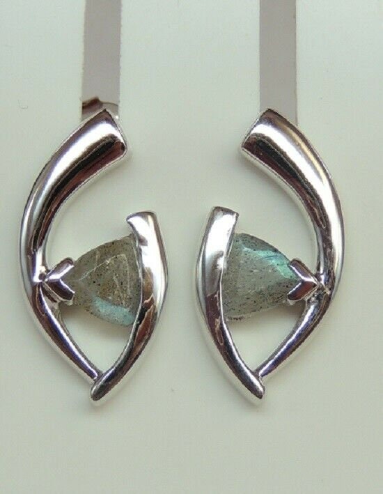 Edler 1,03 Carat Labradorit Ohrstecker 925 silber irrisierend Ohrring Ohrschmuck