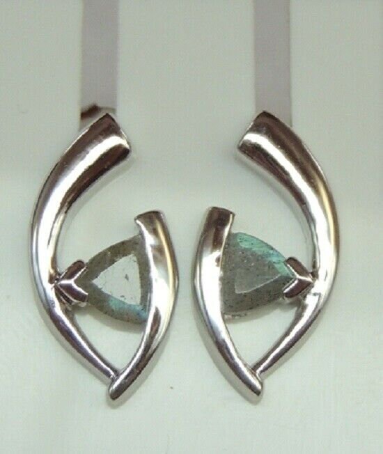 Edler 1,03 Carat Labradorit Ohrstecker 925 silber irrisierend Ohrring Ohrschmuck