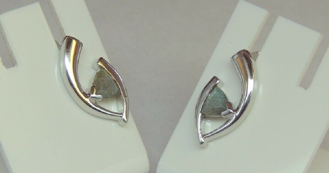Edler 1,03 Carat Labradorit Ohrstecker 925 silber irrisierend Ohrring Ohrschmuck