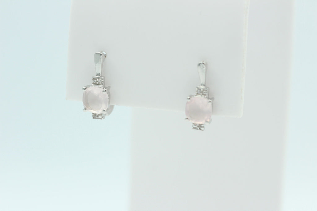 2,94 Carat Rosenquarz Ohrstecker 925 Sterling Silber mit Cubic Zirkon Top