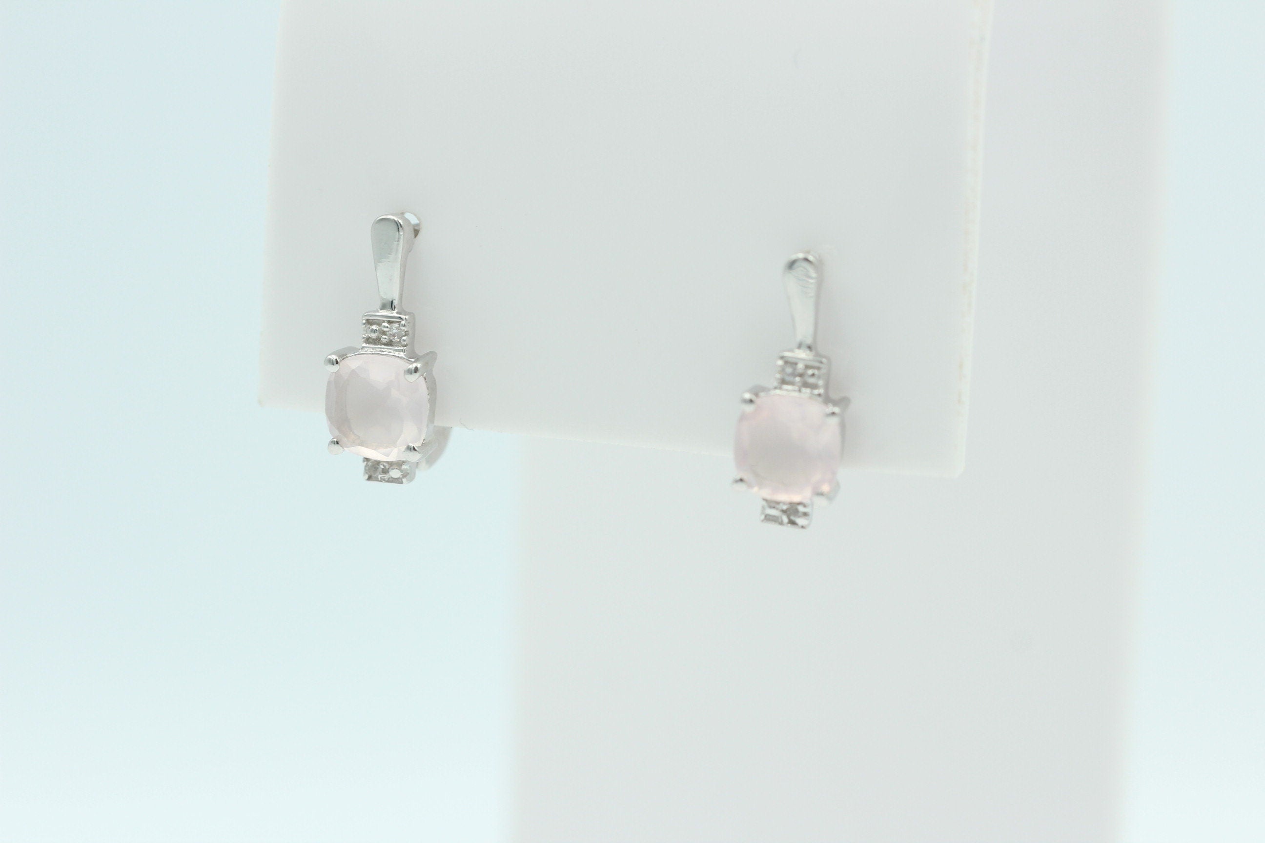2,94 Carat Rosenquarz Ohrstecker 925 Sterling Silber mit Cubic Zirkon Top