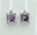 Edle 2,2 Carat Amethyst aus Brasilien Ohrstecker 925 Silber mit Zirkonia Top
