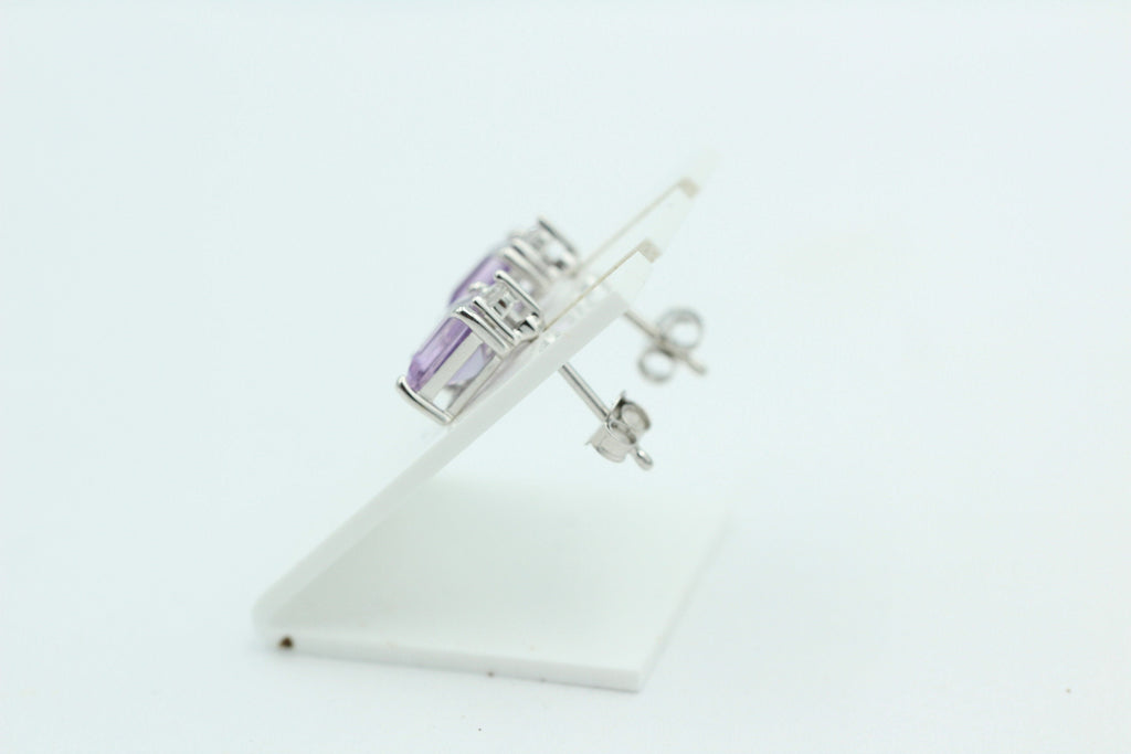 Edle 2,2 Carat Amethyst aus Brasilien Ohrstecker 925 Silber mit Zirkonia Top