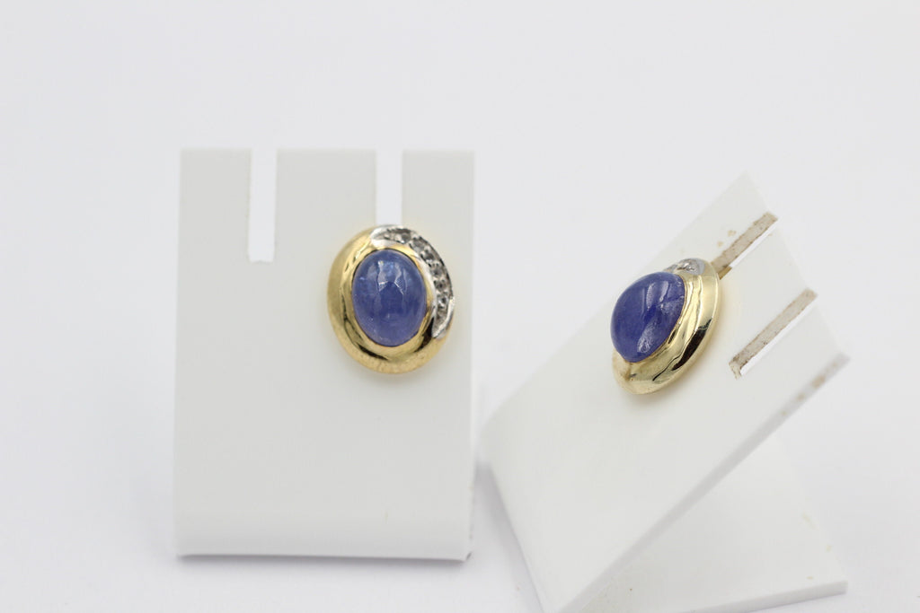 Edle 2,91 Carat Tansanit Ohrstecker Cabochon 925 Silber vergoldet Tansit Afrika
