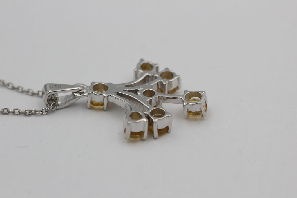 Edler 1,2 Carat Citrin Anhänger gelbgoldener Edelstein 925 Silbher  goldgelber Edelstein