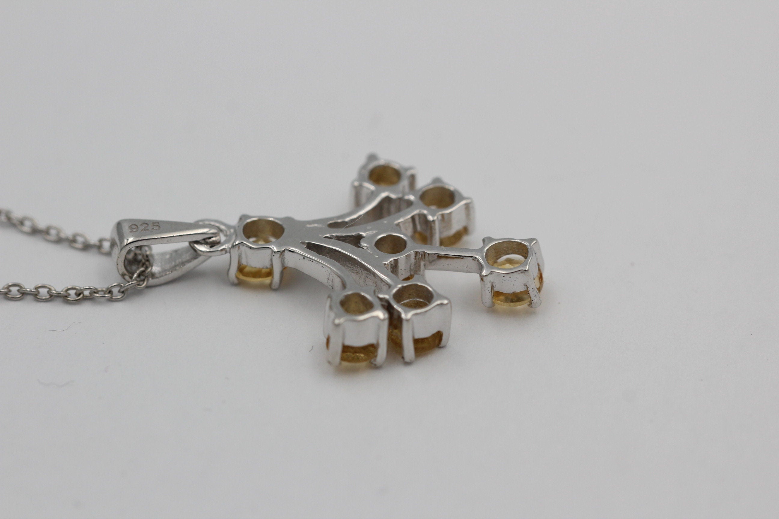 Edler 1,2 Carat Citrin Anhänger gelbgoldener Edelstein 925 Silbher  goldgelber Edelstein