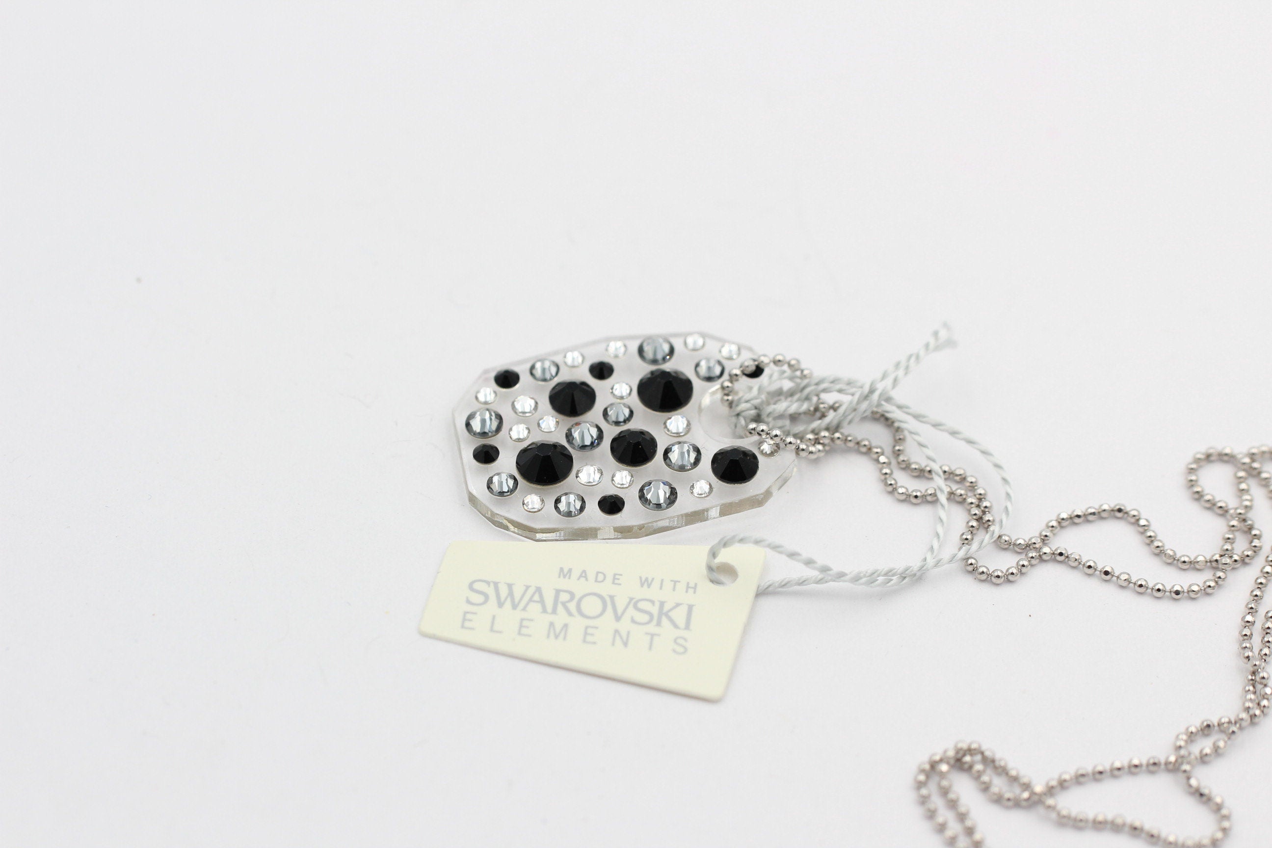 Collier Bubble mit Swarovski-Elements Jet mit 925 Silber Kette
