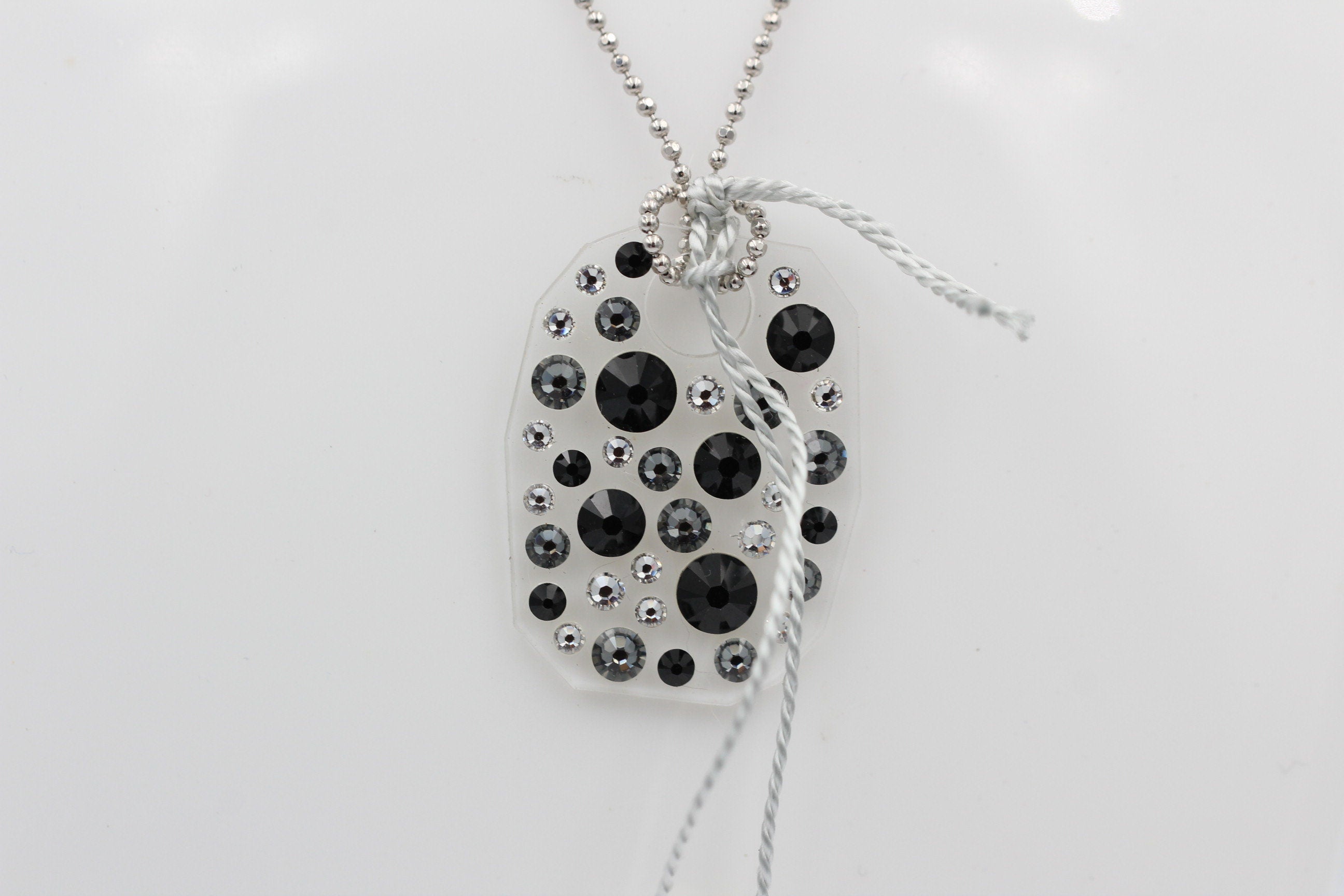 Collier Bubble mit Swarovski-Elements Jet mit 925 Silber Kette