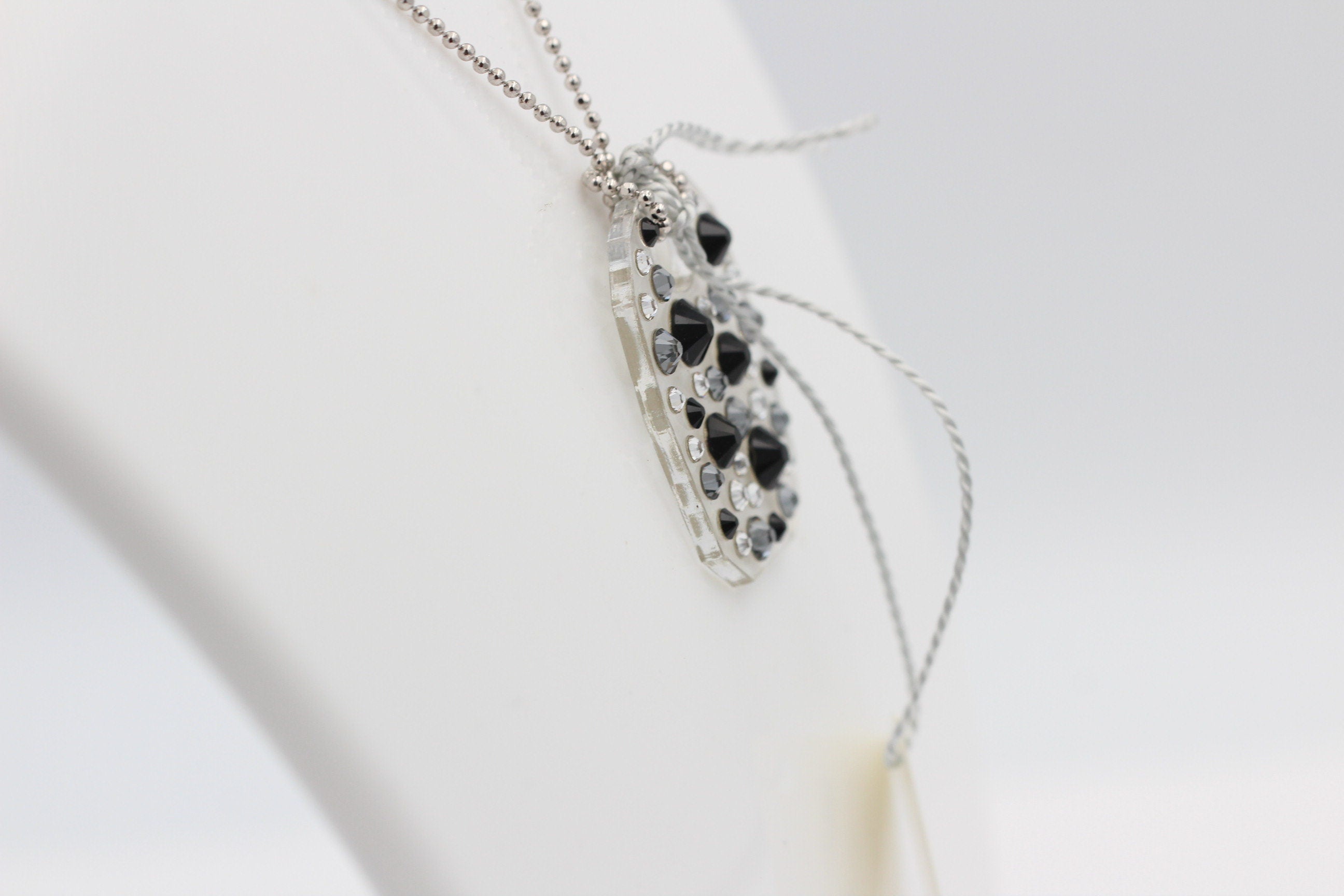 Collier Bubble mit Swarovski-Elements Jet mit 925 Silber Kette