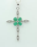 0,66 Carat Smaragd Kreuz Anhänger 925 Silber Collier Kette Smaragtanhänger Schmuck