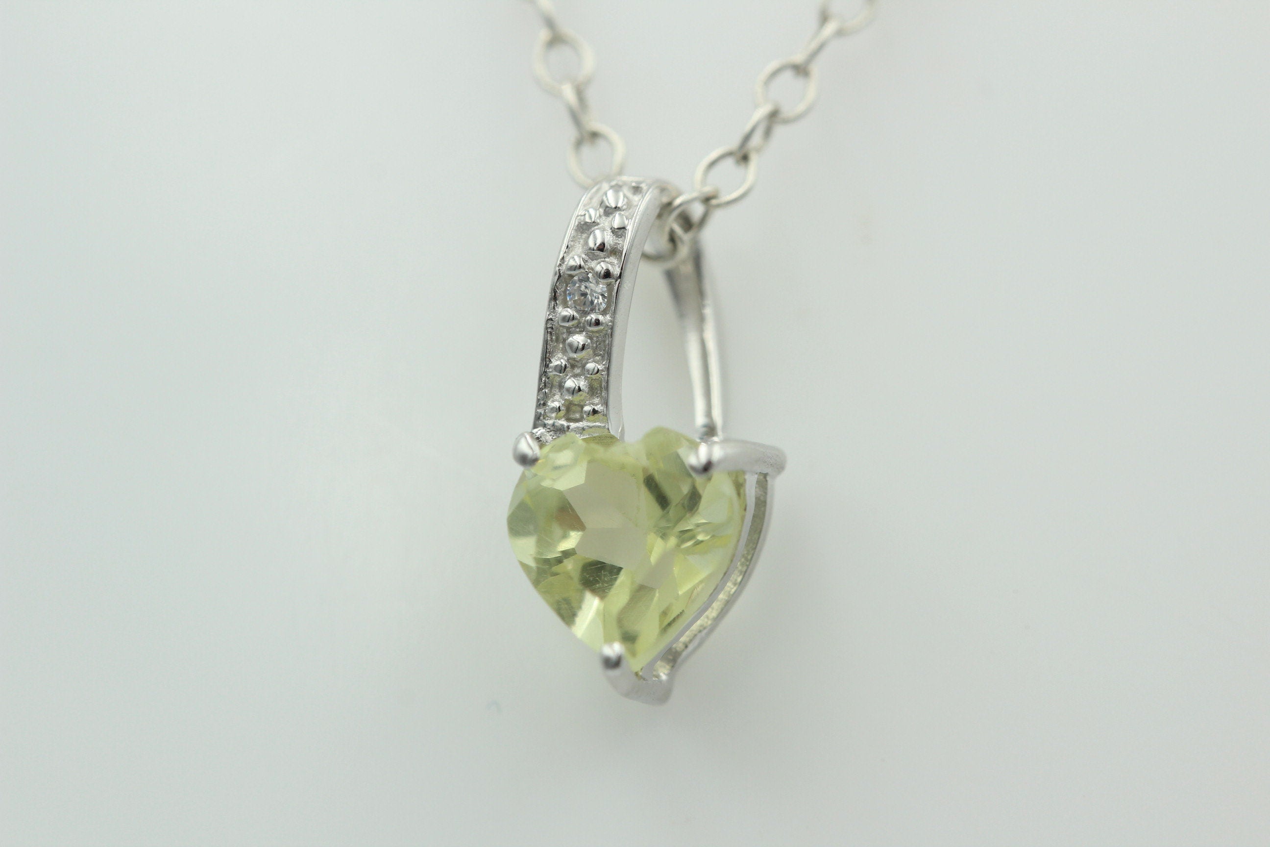 0,62 Carat Lemon Topas Herz Anhänger 925 Silber  Linomen Topas Topf