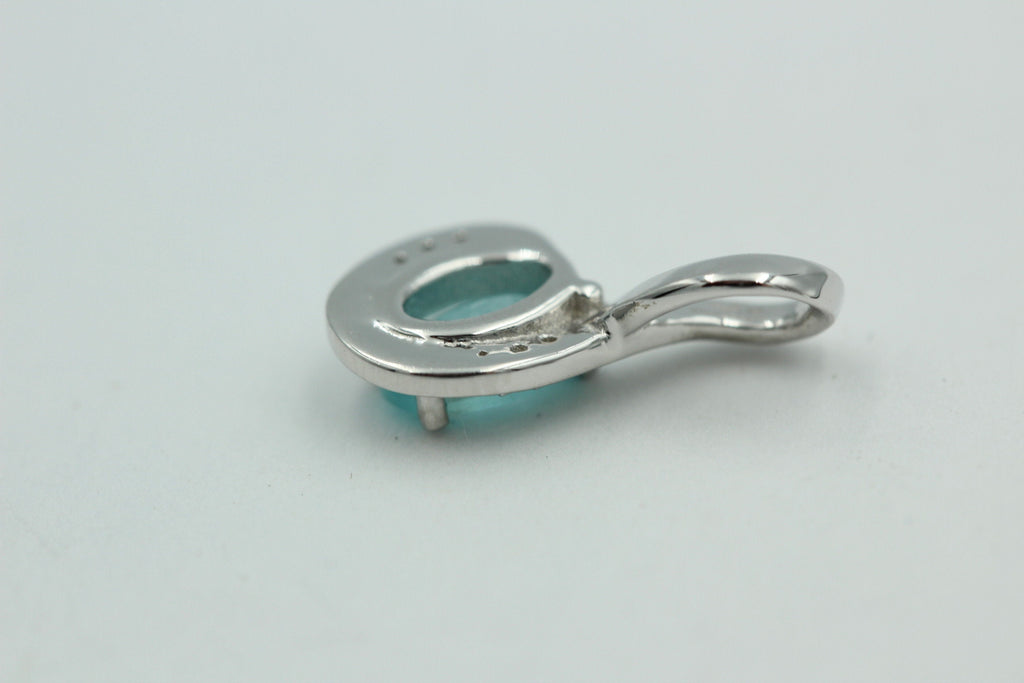 1,12 Carat blauer Apatit  Anhänger 925 Silber  mit Zirkonia