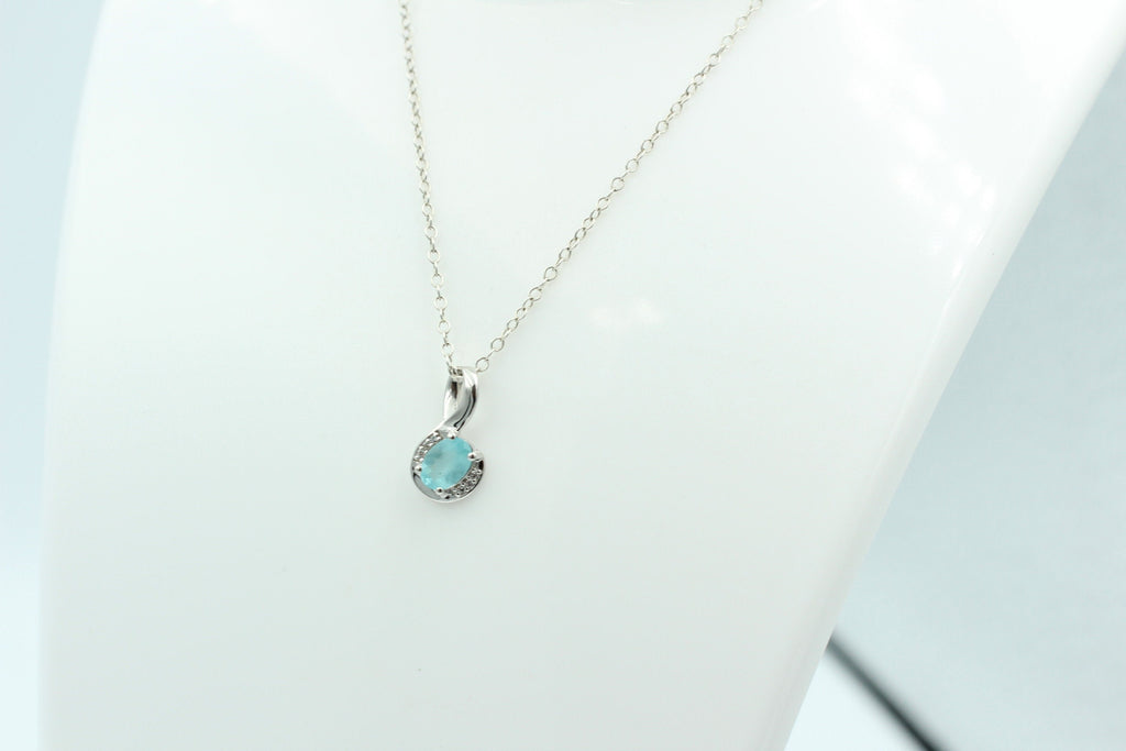 1,12 Carat blauer Apatit  Anhänger 925 Silber  mit Zirkonia