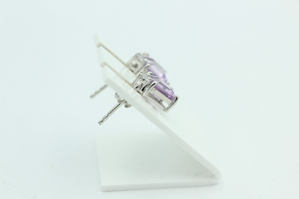 Edle 2,2 Carat pink Amethyst Ohrstecker 925 Silber mit Zirkonia Amethystschmuck