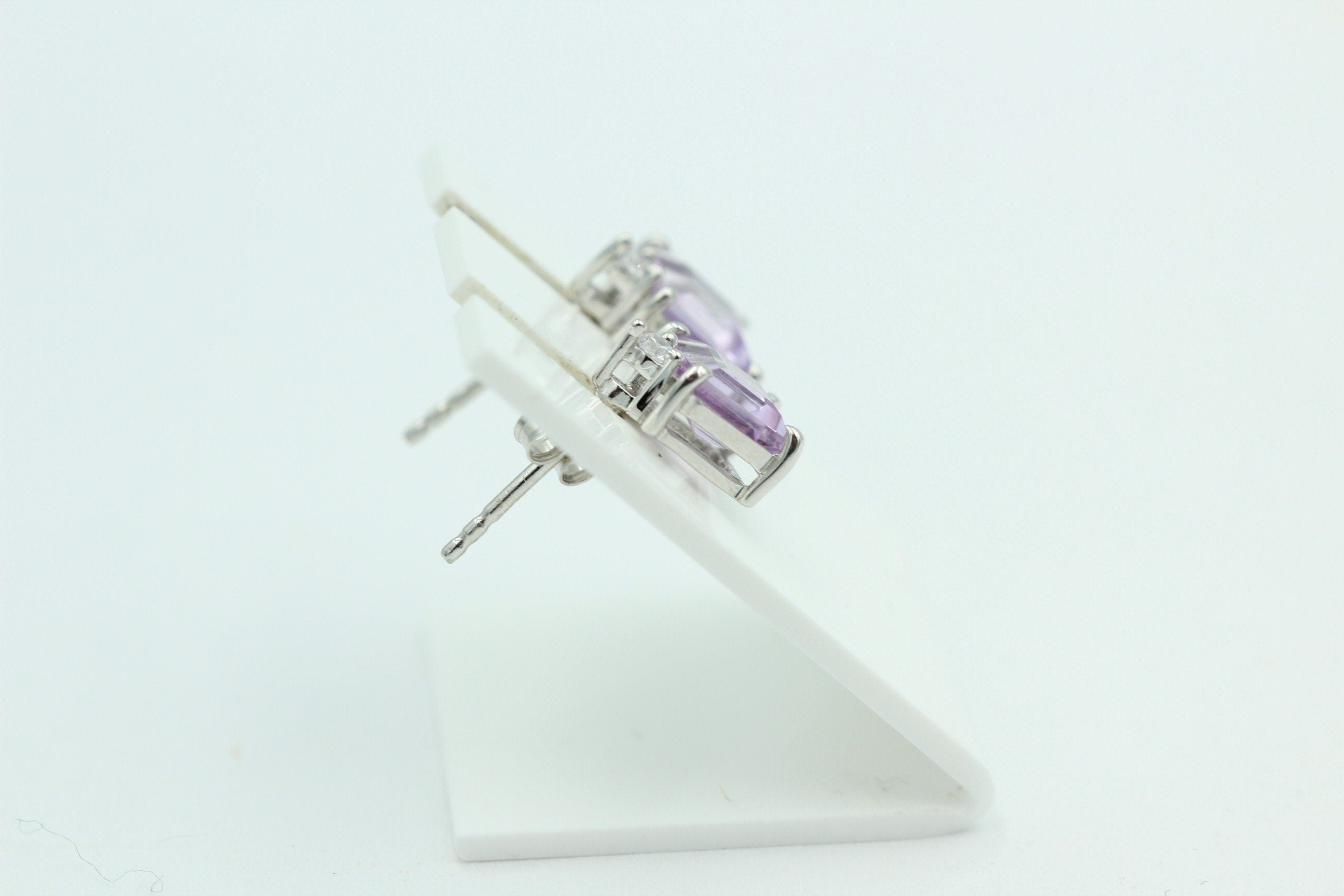 Edle 2,2 Carat pink Amethyst Ohrstecker 925 Silber mit Zirkonia Amethystschmuck