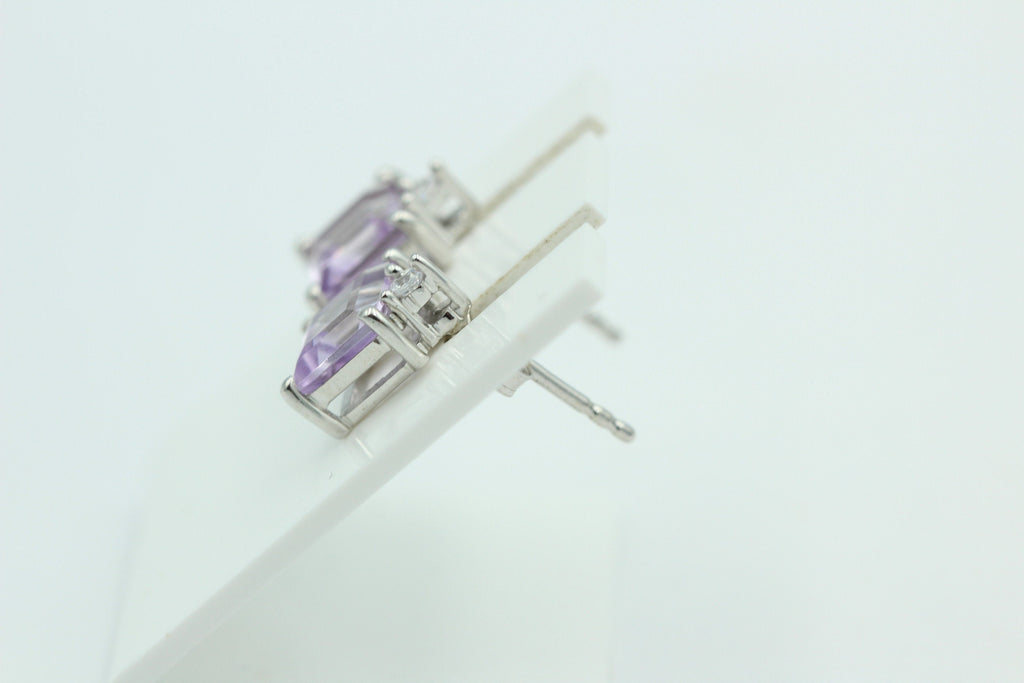 Edle 2,2 Carat pink Amethyst Ohrstecker 925 Silber mit Zirkonia Amethystschmuck