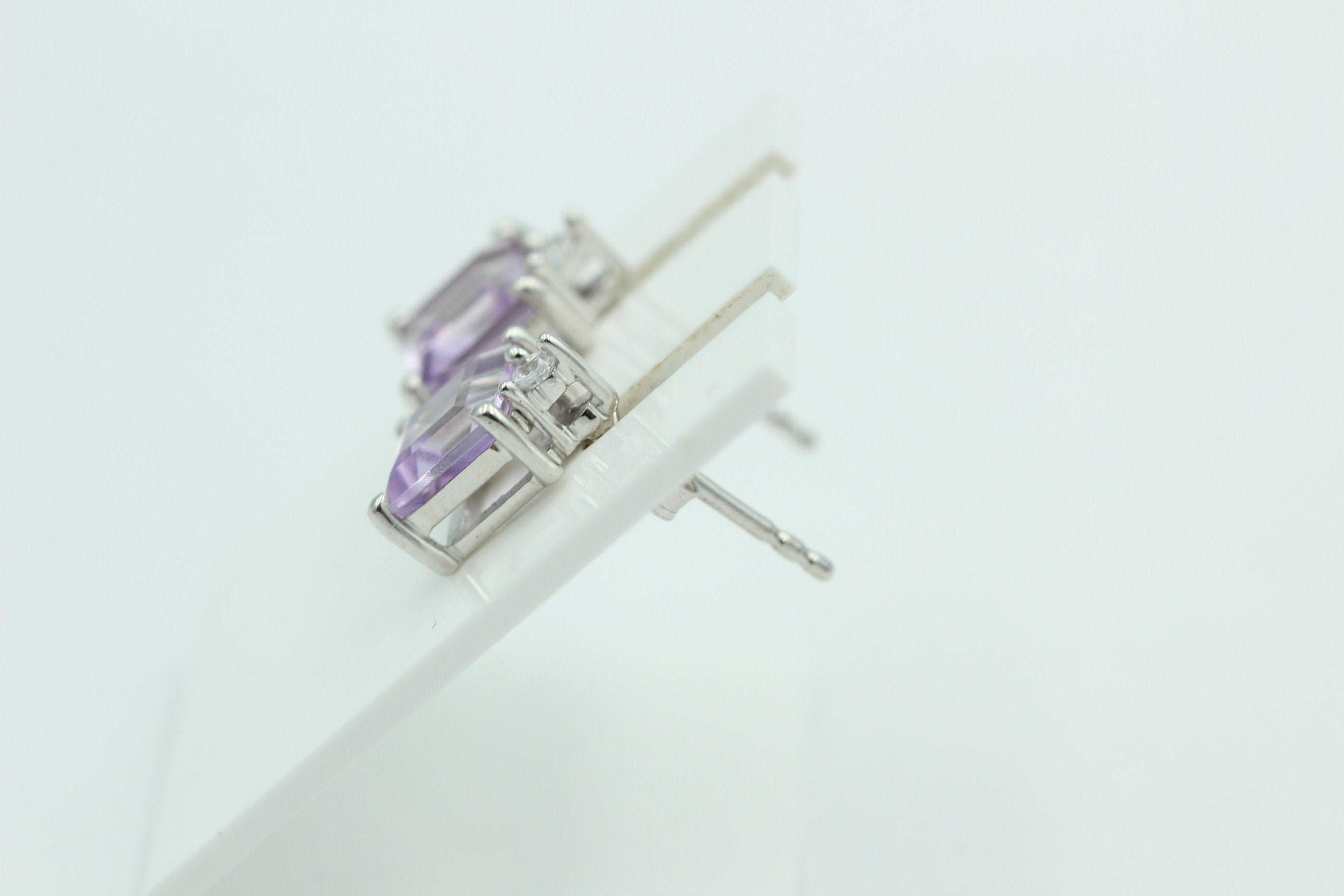 Edle 2,2 Carat pink Amethyst Ohrstecker 925 Silber mit Zirkonia Amethystschmuck