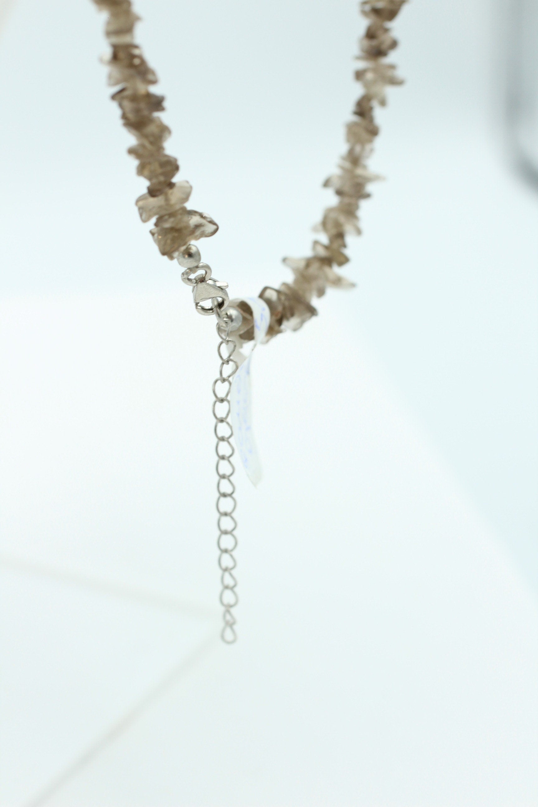 39 Carat Rauchquarz Collier Kette Splitterkette 925 Sterling Silber Top