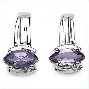 2,00 Carat fantastischer Amethyst Ohrstecker Ohrring, 925 Silber, Rhodiniert