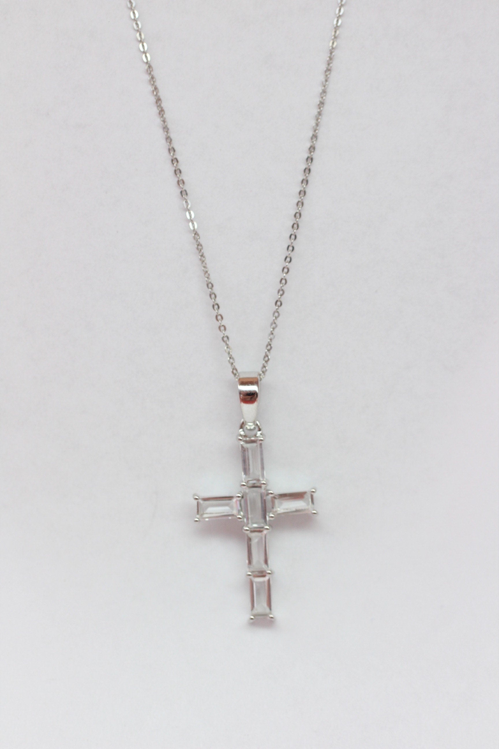 Edler  2,5 Carat weisstopas Kreuz Anhanger 925 Silber Collier Kette weisser Topas