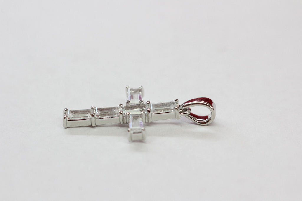 Edler  2,5 Carat weisstopas Kreuz Anhanger 925 Silber Collier Kette weisser Topas