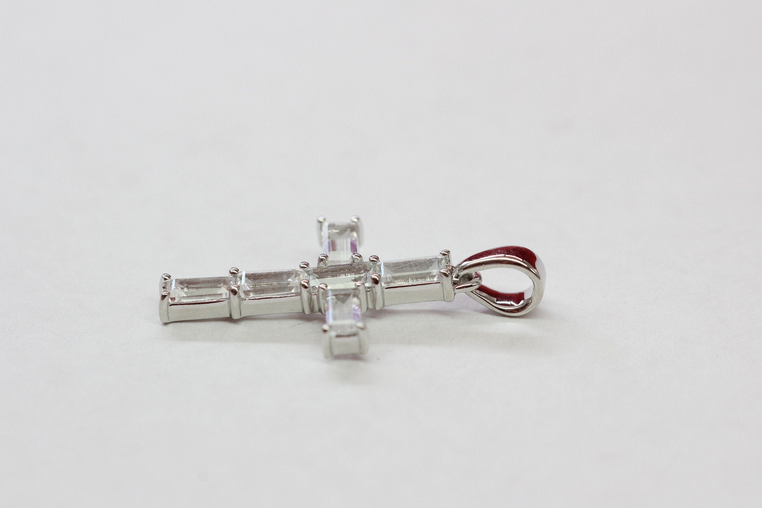 Edler  2,5 Carat weisstopas Kreuz Anhanger 925 Silber Collier Kette weisser Topas