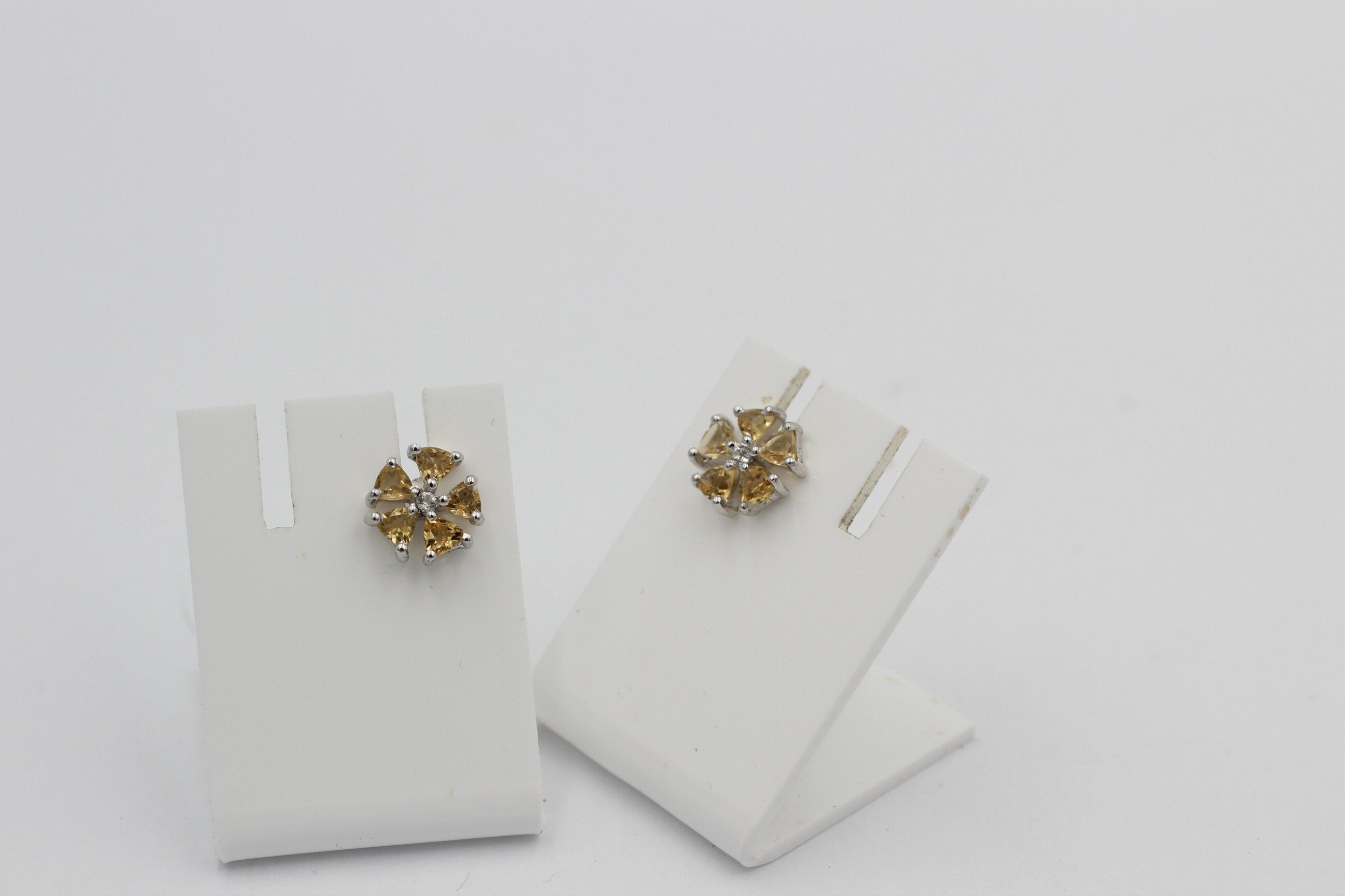 Edle 1,47 Carat Citrin Ohrstecker 925  Silber Ohrschmuck goldgelber Citrin top
