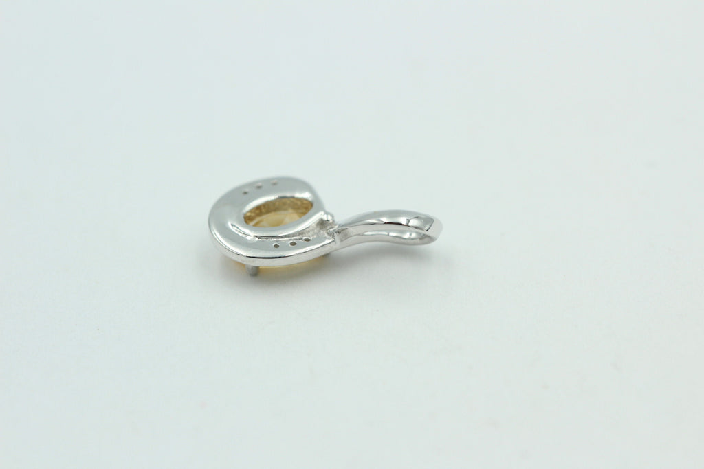 1,12 Carat gelber Citrin  Anhänger 925 Silber Collier Kette mit Zirkonia Edel