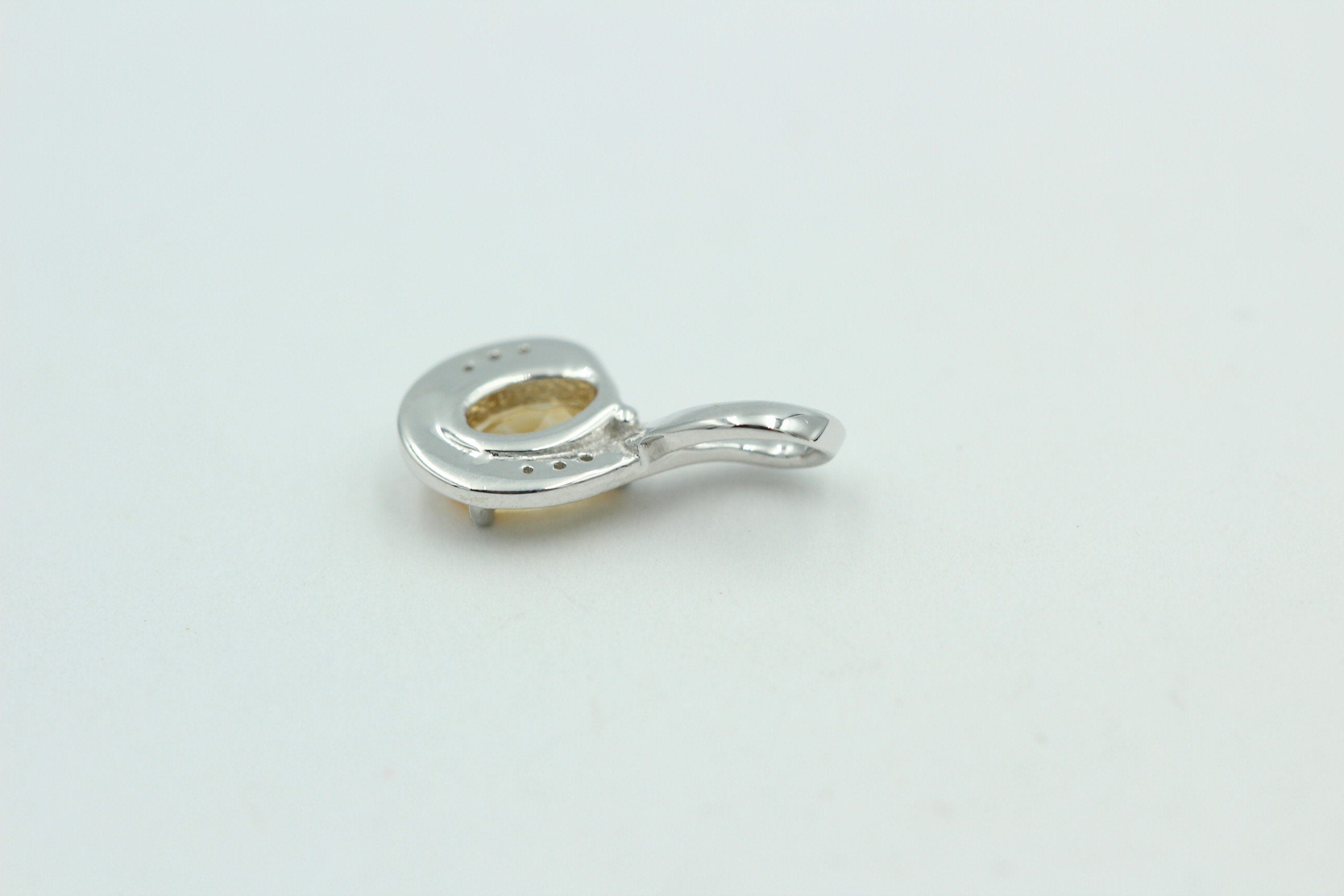 1,12 Carat gelber Citrin  Anhänger 925 Silber Collier Kette mit Zirkonia Edel