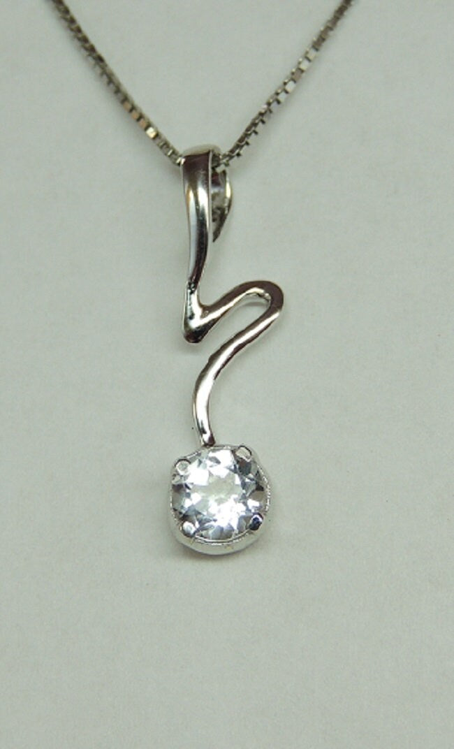 Edler 0,40 Carat weisstopas Anhanger 925 Silber Collier Kette weisser Topas
