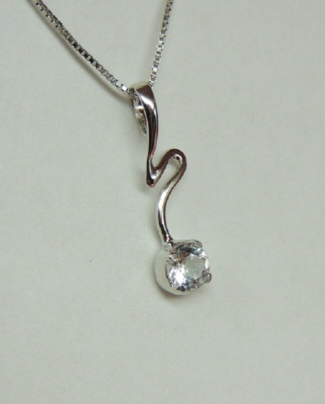 Edler 0,40 Carat weisstopas Anhanger 925 Silber Collier Kette weisser Topas