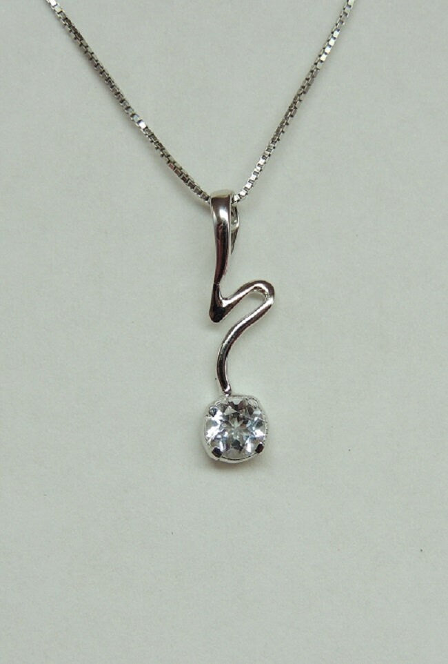 Edler 0,40 Carat weisstopas Anhanger 925 Silber Collier Kette weisser Topas
