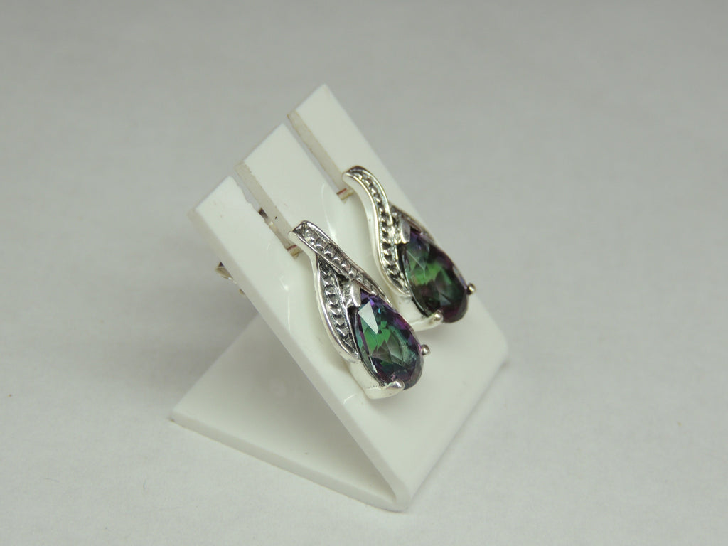 Edle 3 Carat Mystic Topas Ohrstecker, Ohrring, 925 Silber Mystiktopas Top Edel