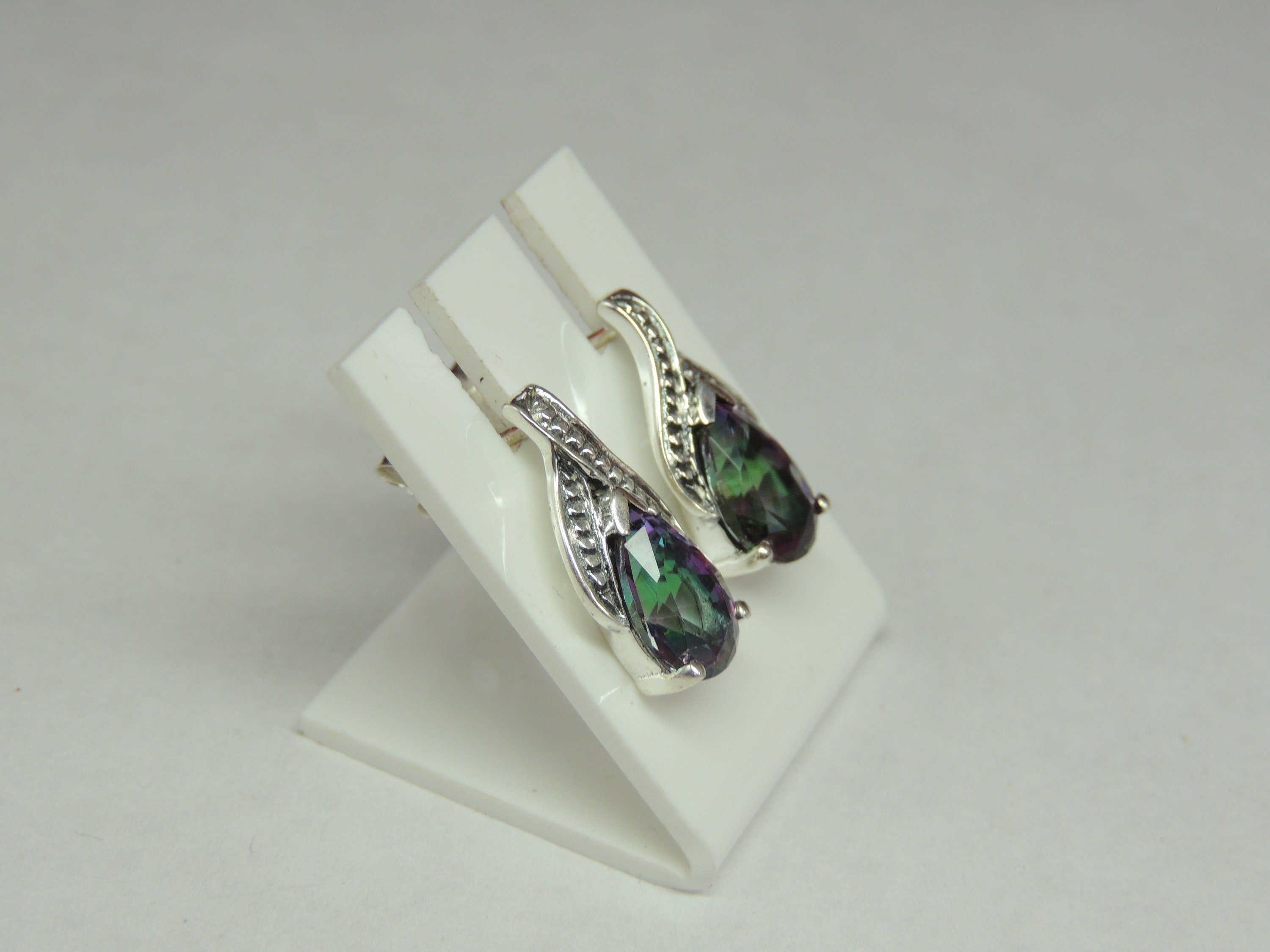 Edle 3 Carat Mystic Topas Ohrstecker, Ohrring, 925 Silber Mystiktopas Top Edel
