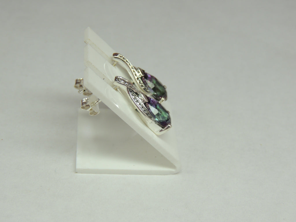 Edle 3 Carat Mystic Topas Ohrstecker, Ohrring, 925 Silber Mystiktopas Top Edel