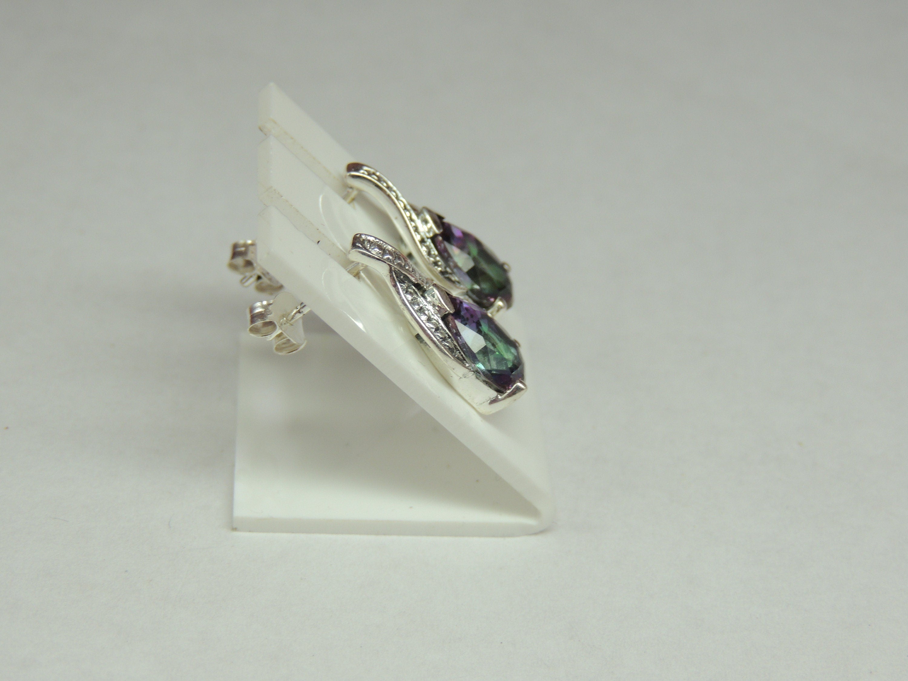Edle 3 Carat Mystic Topas Ohrstecker, Ohrring, 925 Silber Mystiktopas Top Edel