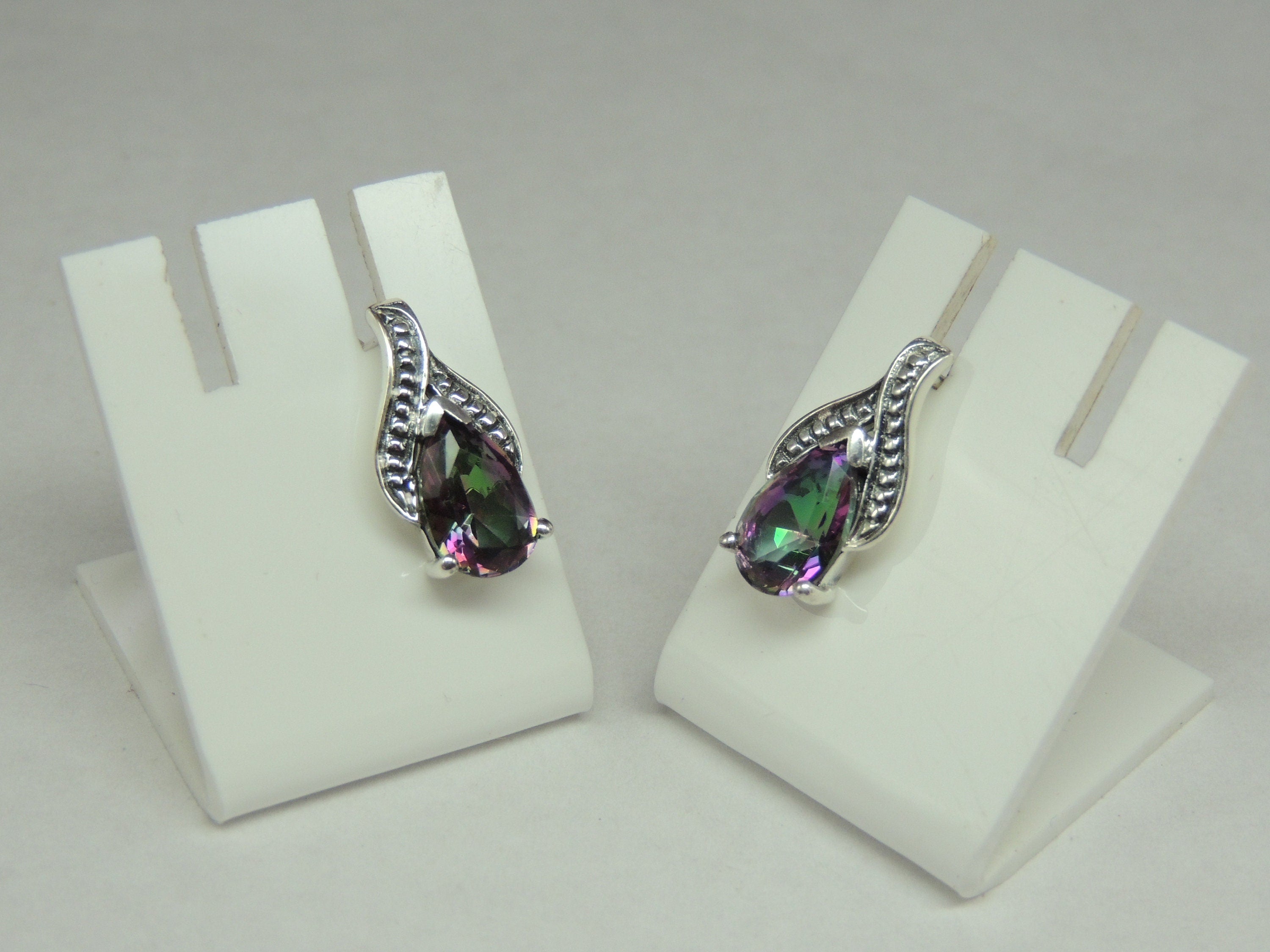 Edle 3 Carat Mystic Topas Ohrstecker, Ohrring, 925 Silber Mystiktopas Top Edel
