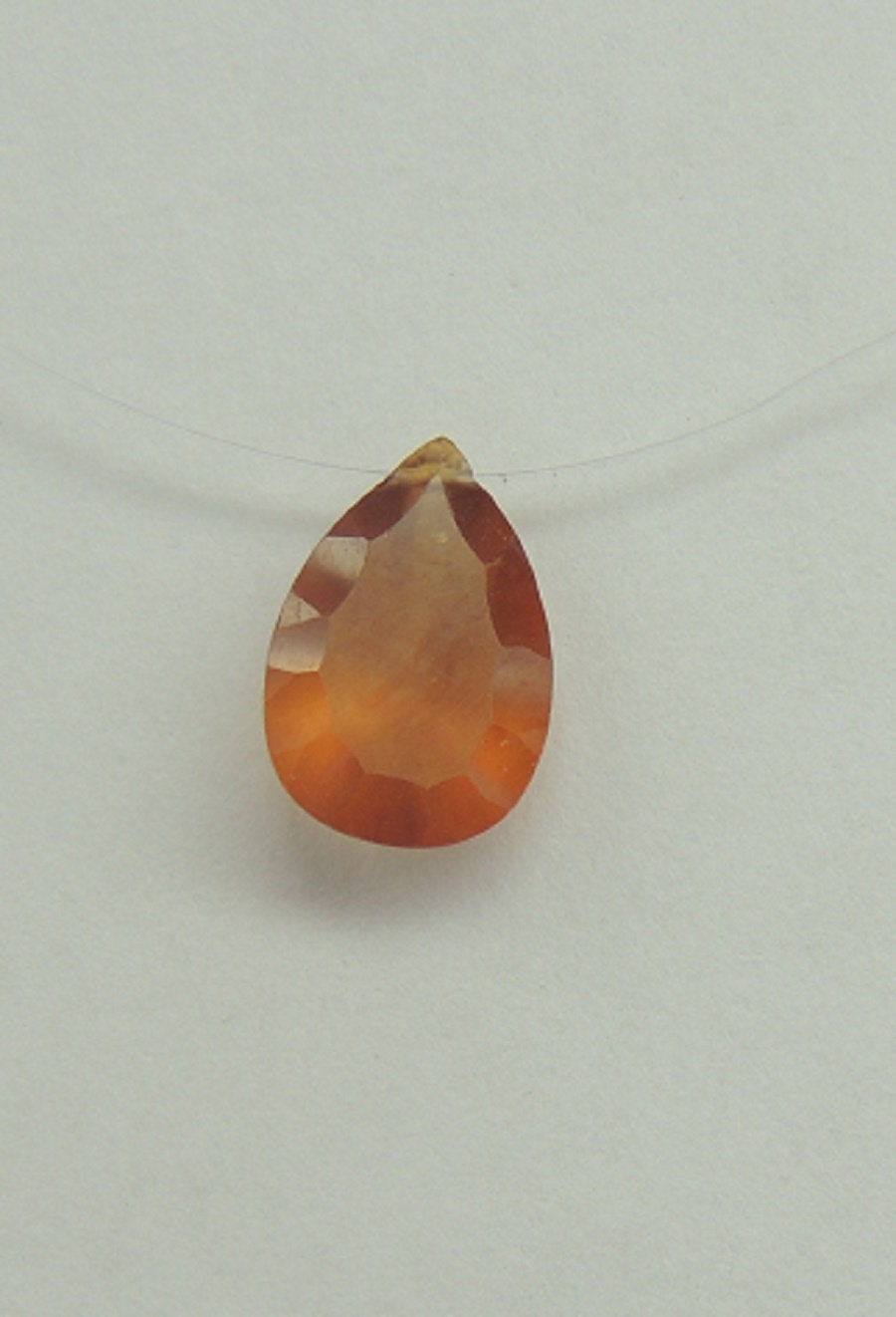 2,0 Carat Concave Schliff Honid Quarz Collier schwebender Stein 925 Silber ca 49 cm