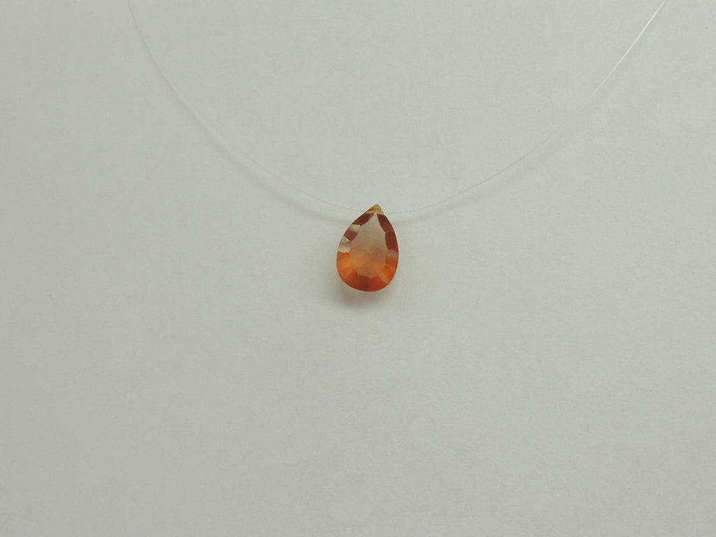2,0 Carat Concave Schliff Honid Quarz Collier schwebender Stein 925 Silber ca 49 cm
