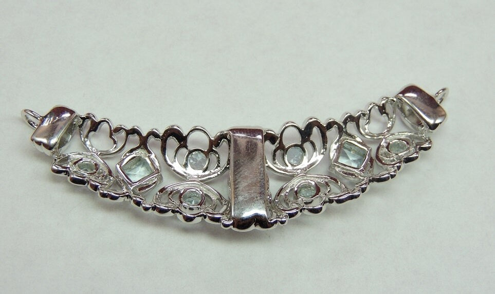 Design pur 2,4 Carat Blautopas Anhanger 925 Silber Collier Kette Designschmuck