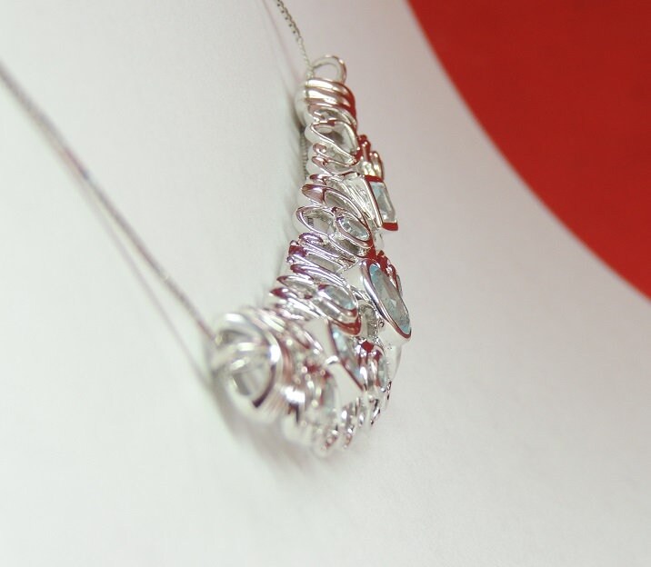 Design pur 2,4 Carat Blautopas Anhanger 925 Silber Collier Kette Designschmuck