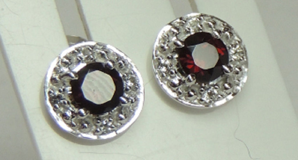 Edle 1,2 Carat Granat weisstopas Ohrstecker 925 Silber Ohrring blutroter Granat