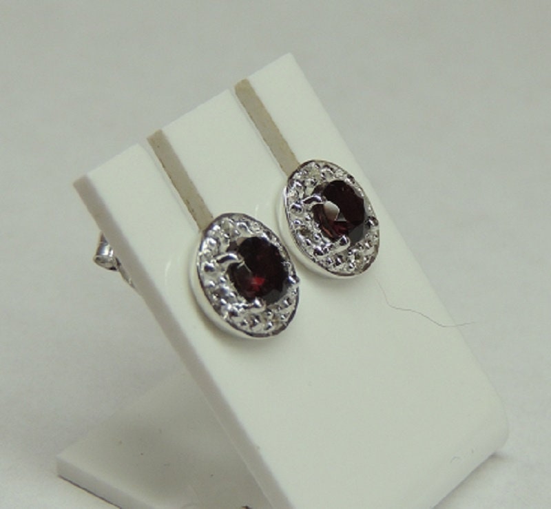 Edle 1,2 Carat Granat weisstopas Ohrstecker 925 Silber Ohrring blutroter Granat